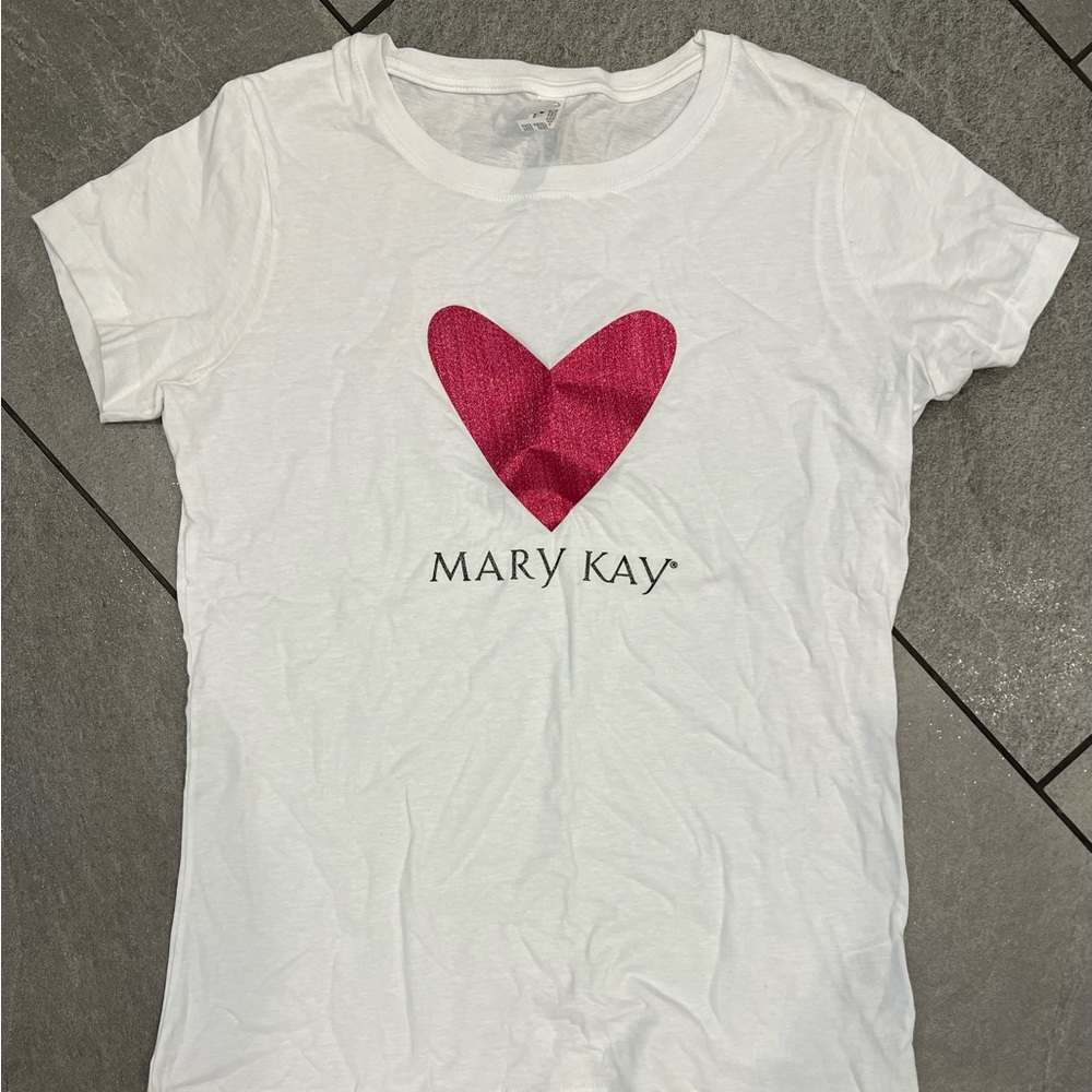 Mary Kay White T-Shirt with Pink Glitter Heart